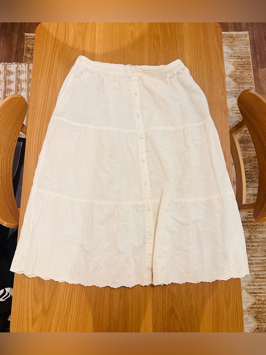 Laura Ashley Dresses & Skirts - Laura Ashley Cream Button-Front Tiered Midi Skirt Size XL